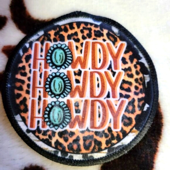 Howdy Western Sublimation DYI Fabric Hat Patch Glue Iron On Sew Hat Patch - Picture 1 of 3